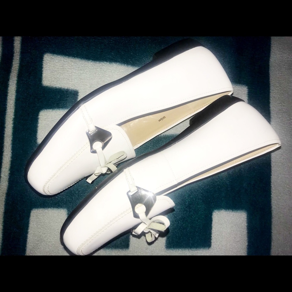 White Leather Flats
